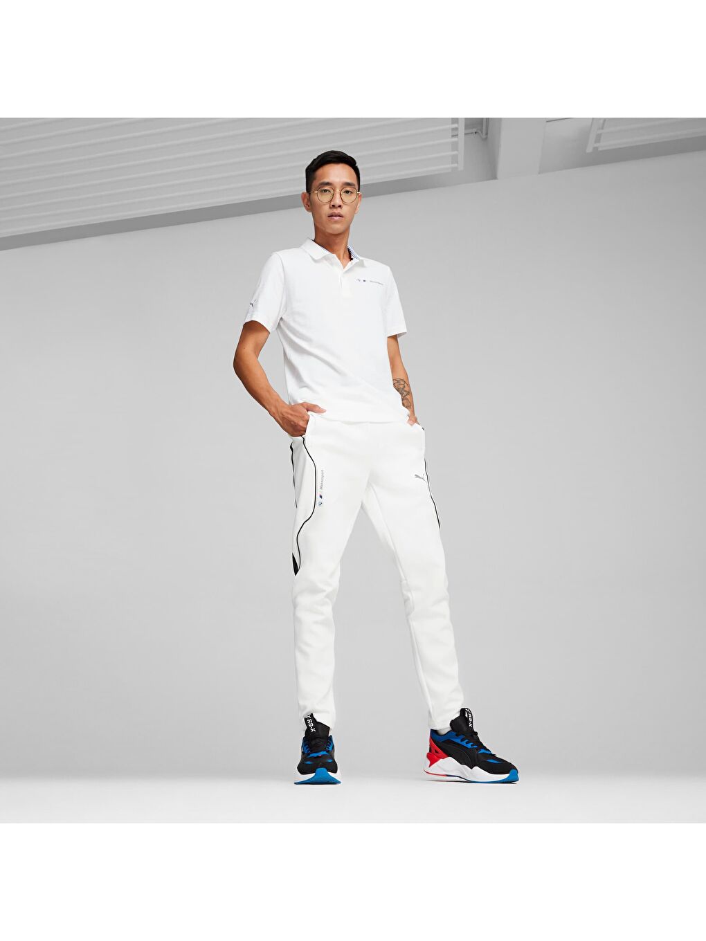 Beyaz BMW M Motorsport Jacquard Erkek Polo-5