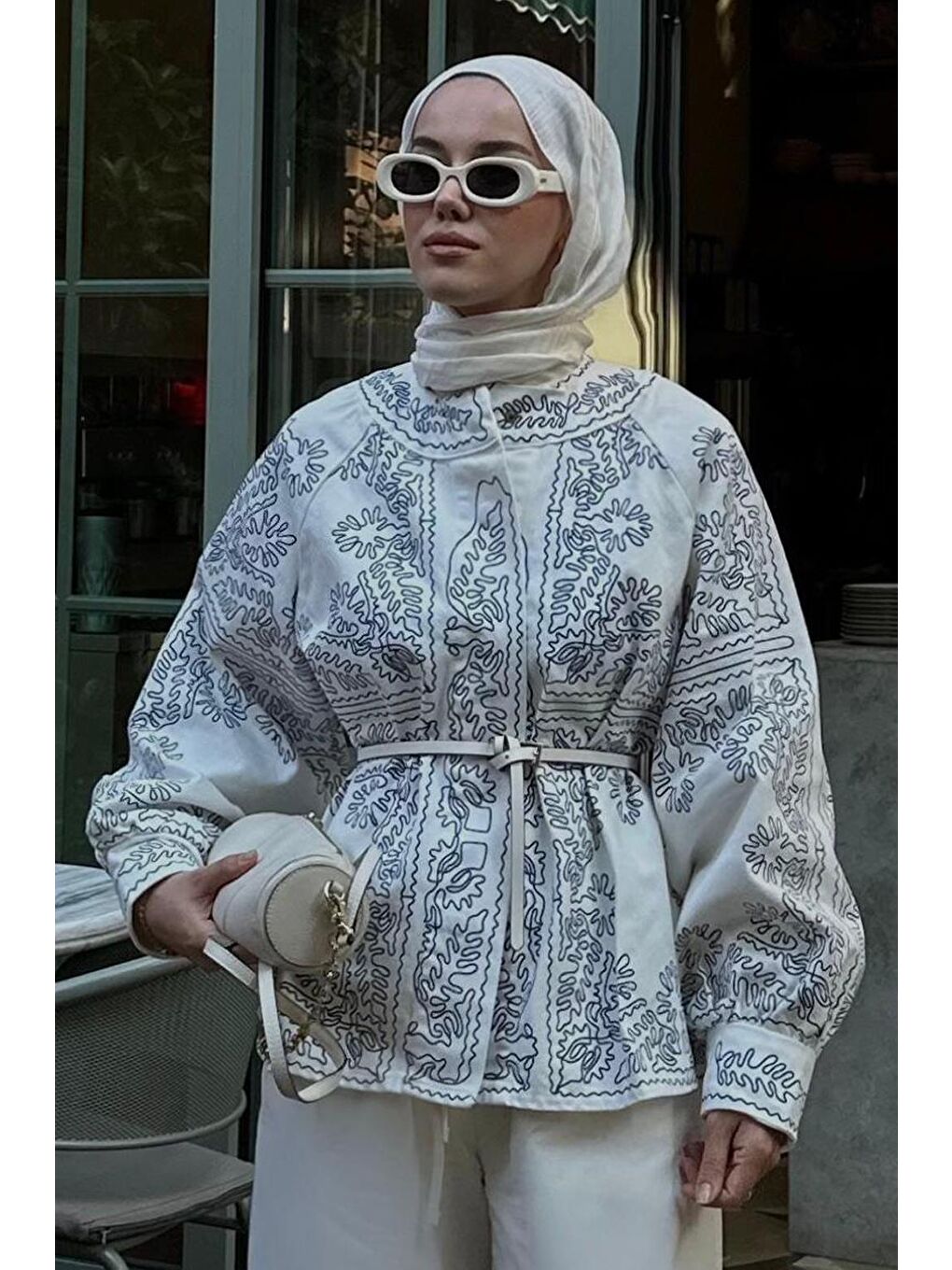 Valdi Etnik Ceket İndigo Nakışlı-8