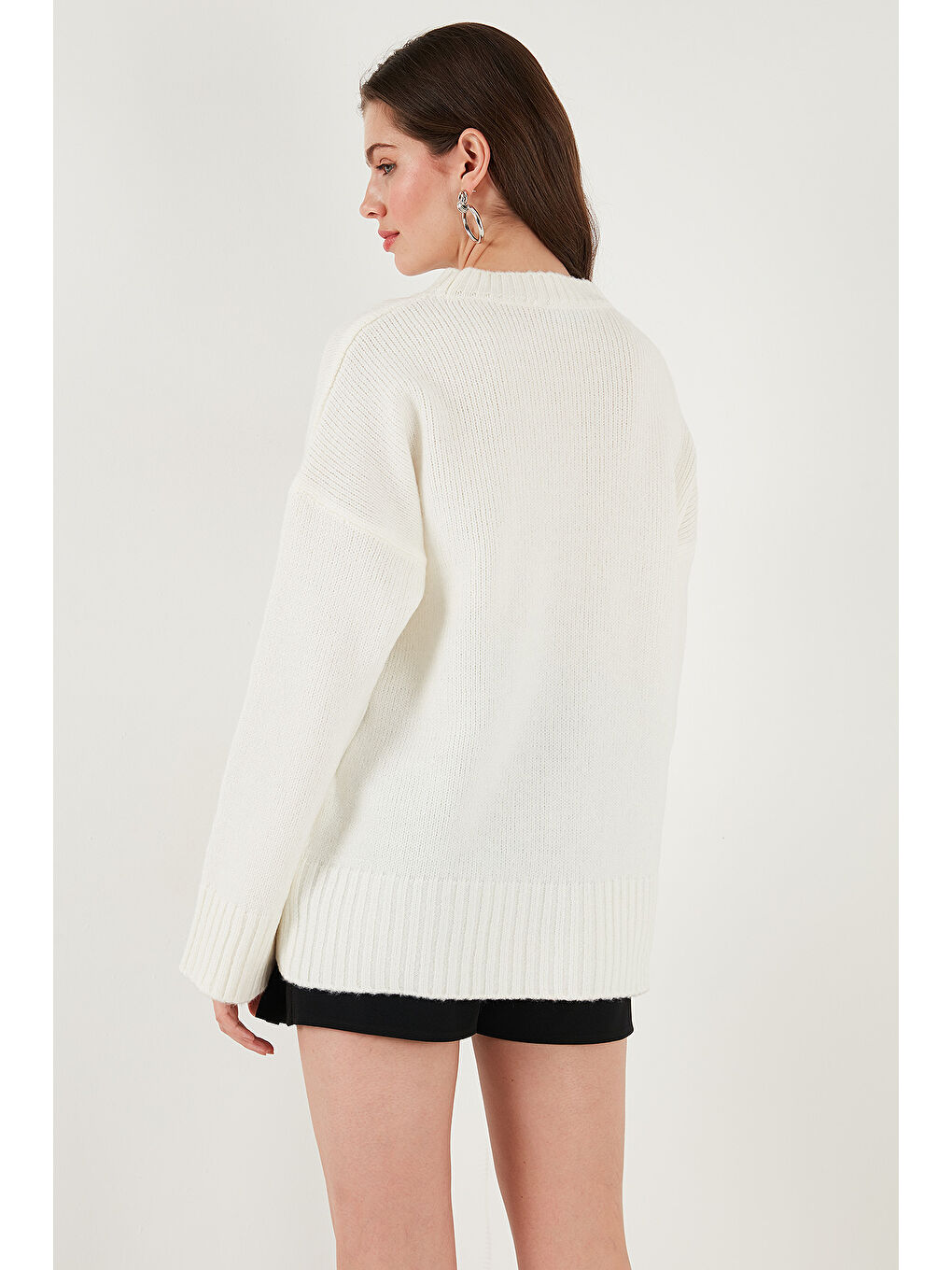 Ekru Regular Fit Bisiklet Yaka Basic Triko Kazak 4616213-5