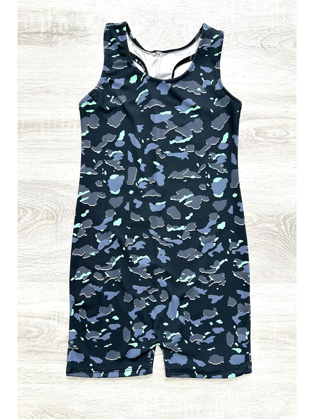 Antrasit Kız Çocuk Yüzücü Şortlu Tek Parça Tulum Mayo Takımı 5-16 Yaş 12231