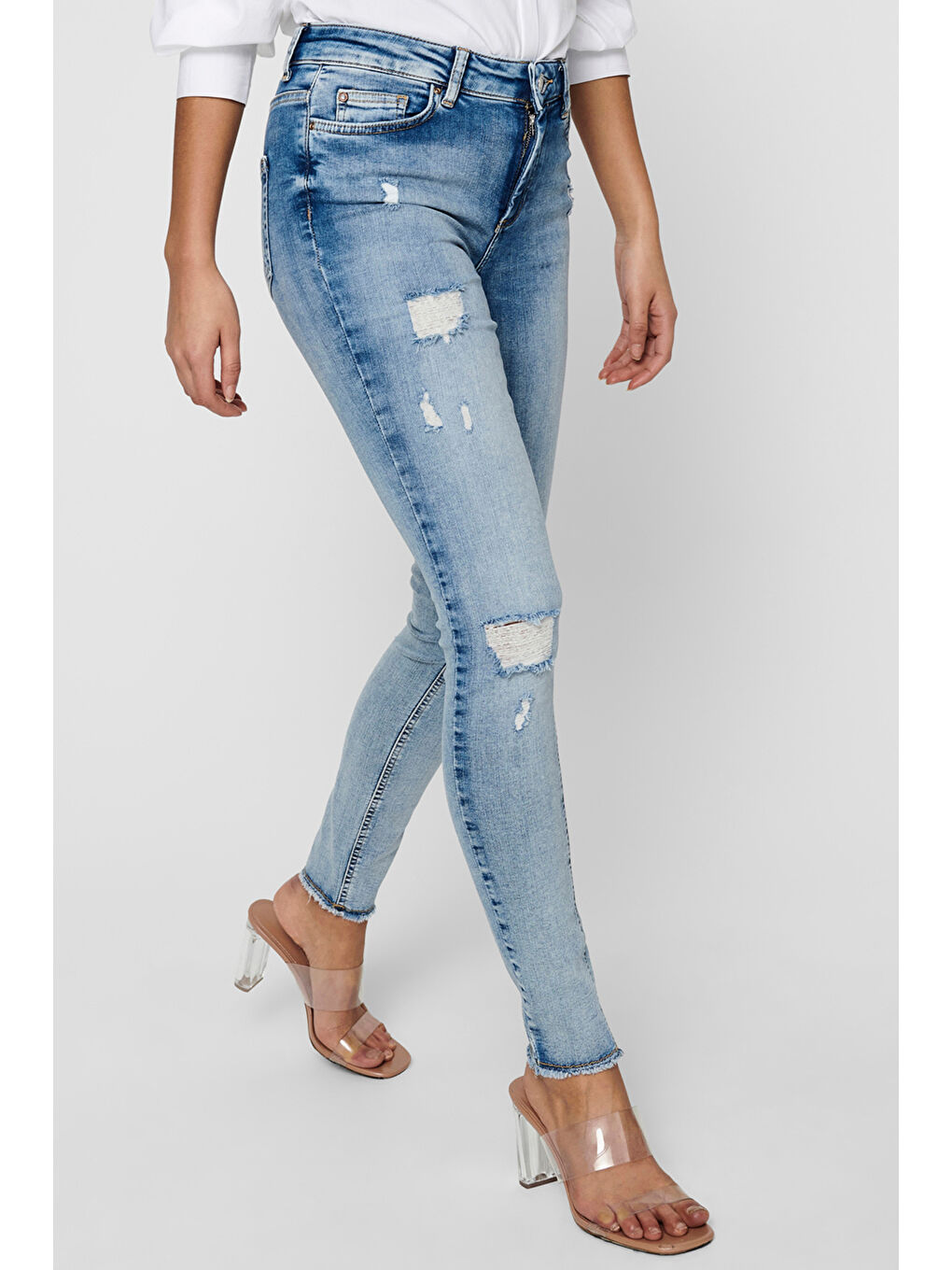 Only Açık Mavi Pamuklu Normal Bel Skinny Fit Onlblush Jeans Kadın Jean Pantolon 15223417 - 2