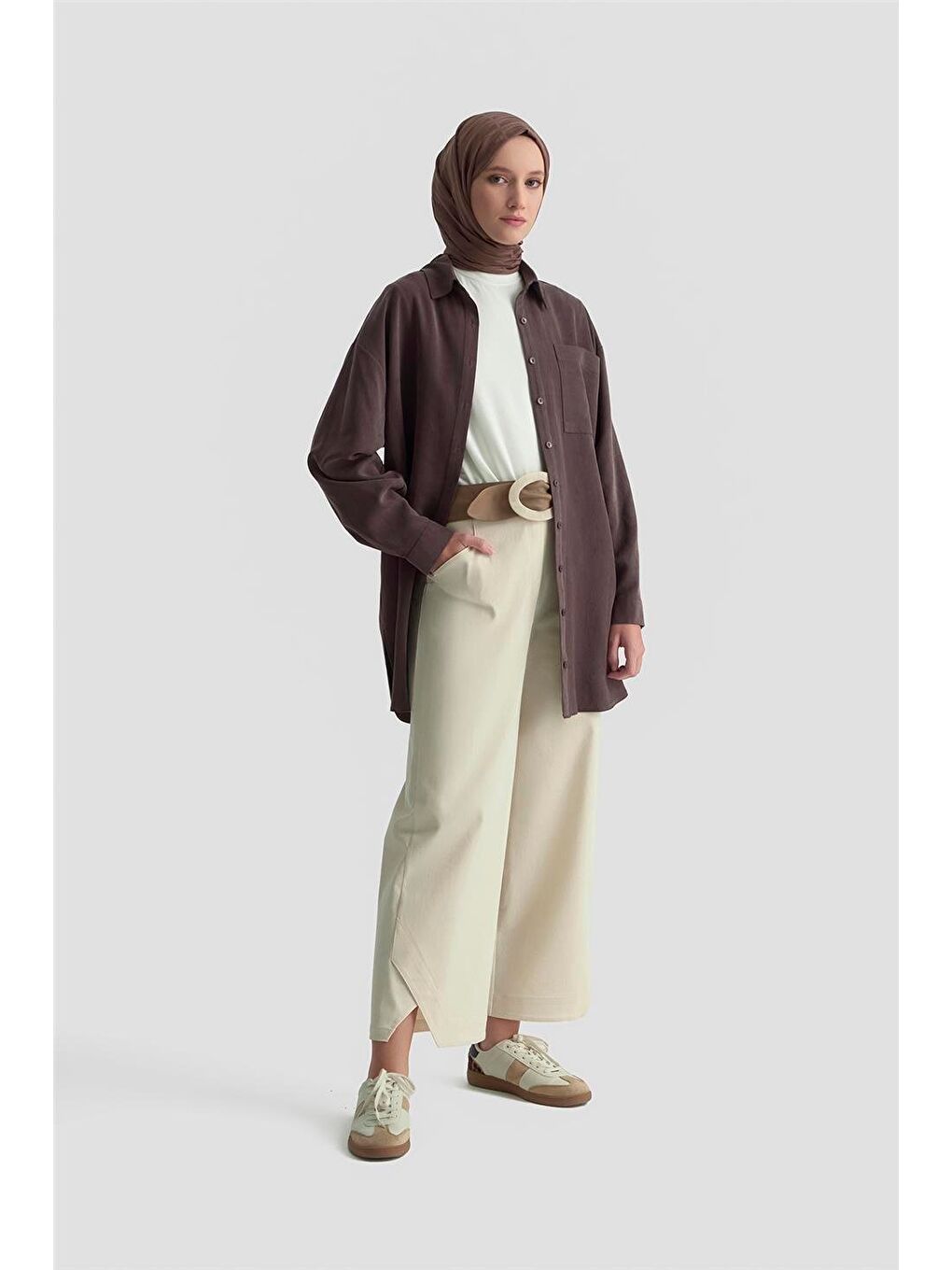 Kahverengi Metal Düğmeli Gömlek 25Kd1105 Acı Kahve-1