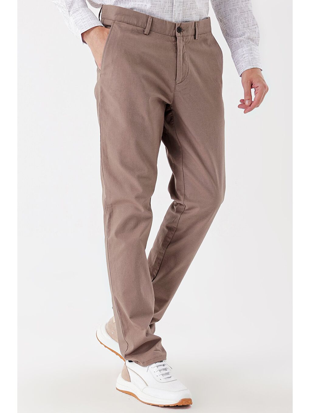 Koyu Bej Pamuklu Yandan Cepli Casual Comfort Fit Chino Pantolon 1003235154-1