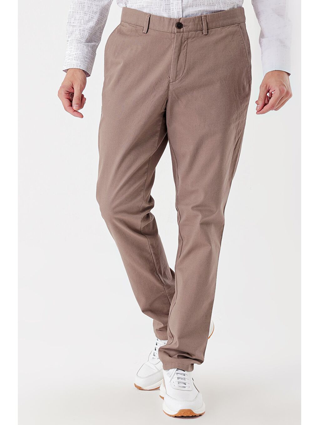 Koyu Bej Pamuklu Yandan Cepli Casual Comfort Fit Chino Pantolon 1003235154-2