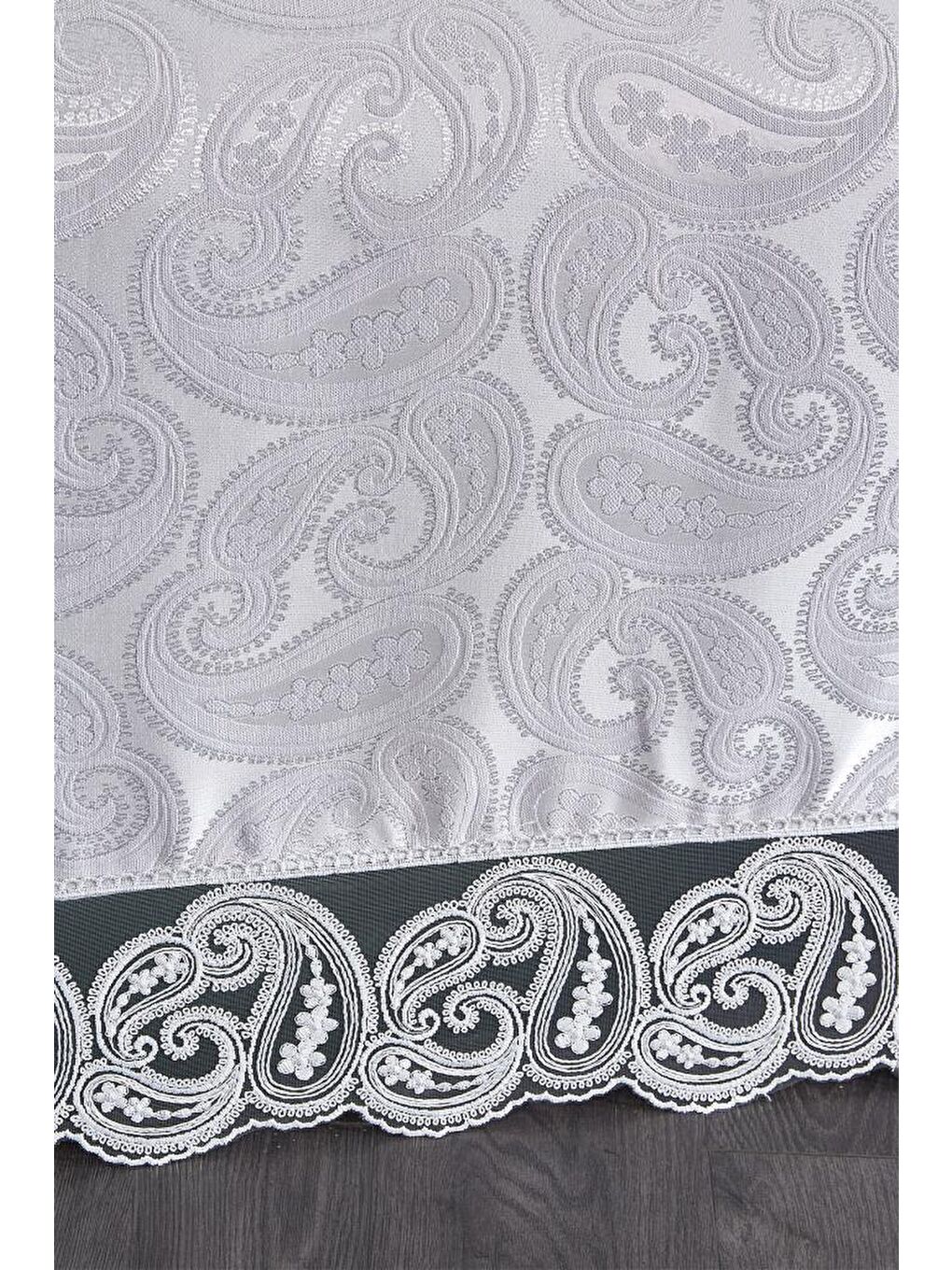 Şal 3 Parça Çift Kişilik Yatak Örtüsü Gri-1