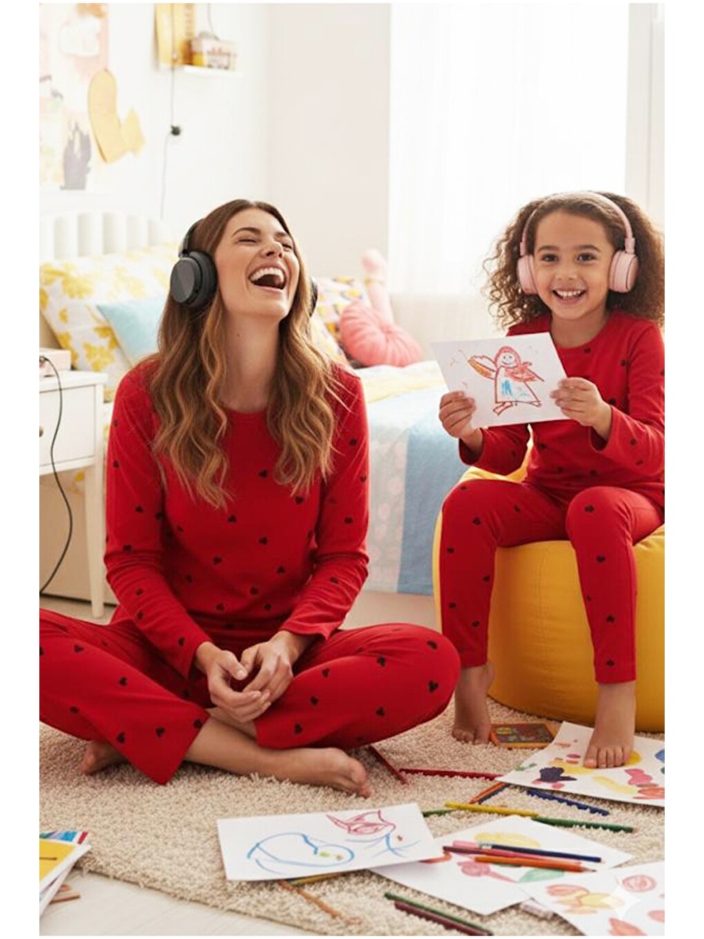 Kırmızı Pamuklu Pijama Takımı