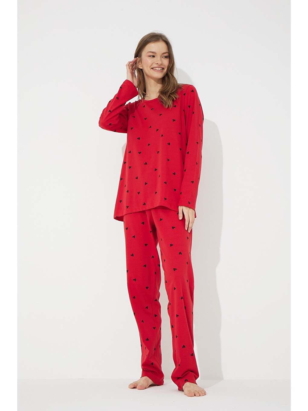 Kırmızı Pamuklu Pijama Takımı-1