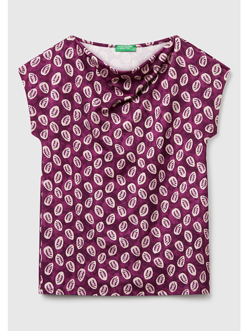 Kadın Mürdüm Desenli Kolsuz T-Shirt-1