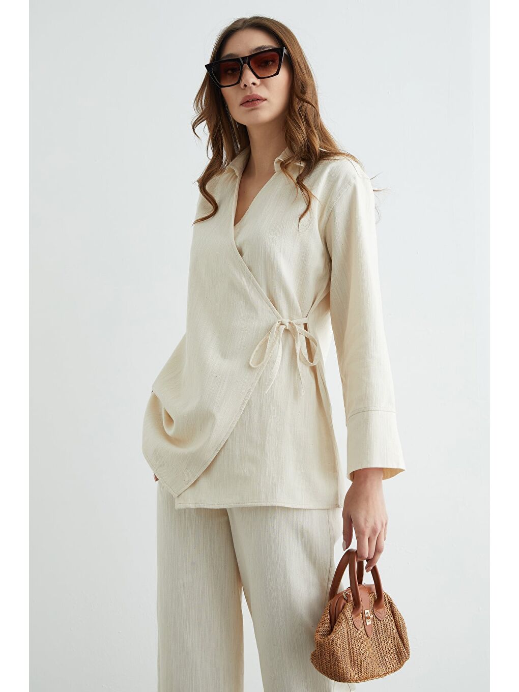 Bej Fullamodest Yandan Bağlamalı 2 Li Takım