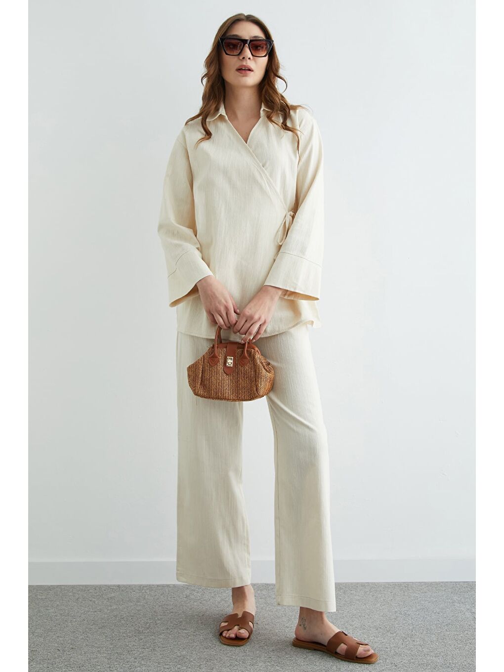 Bej Fullamodest Yandan Bağlamalı 2 Li Takım-1