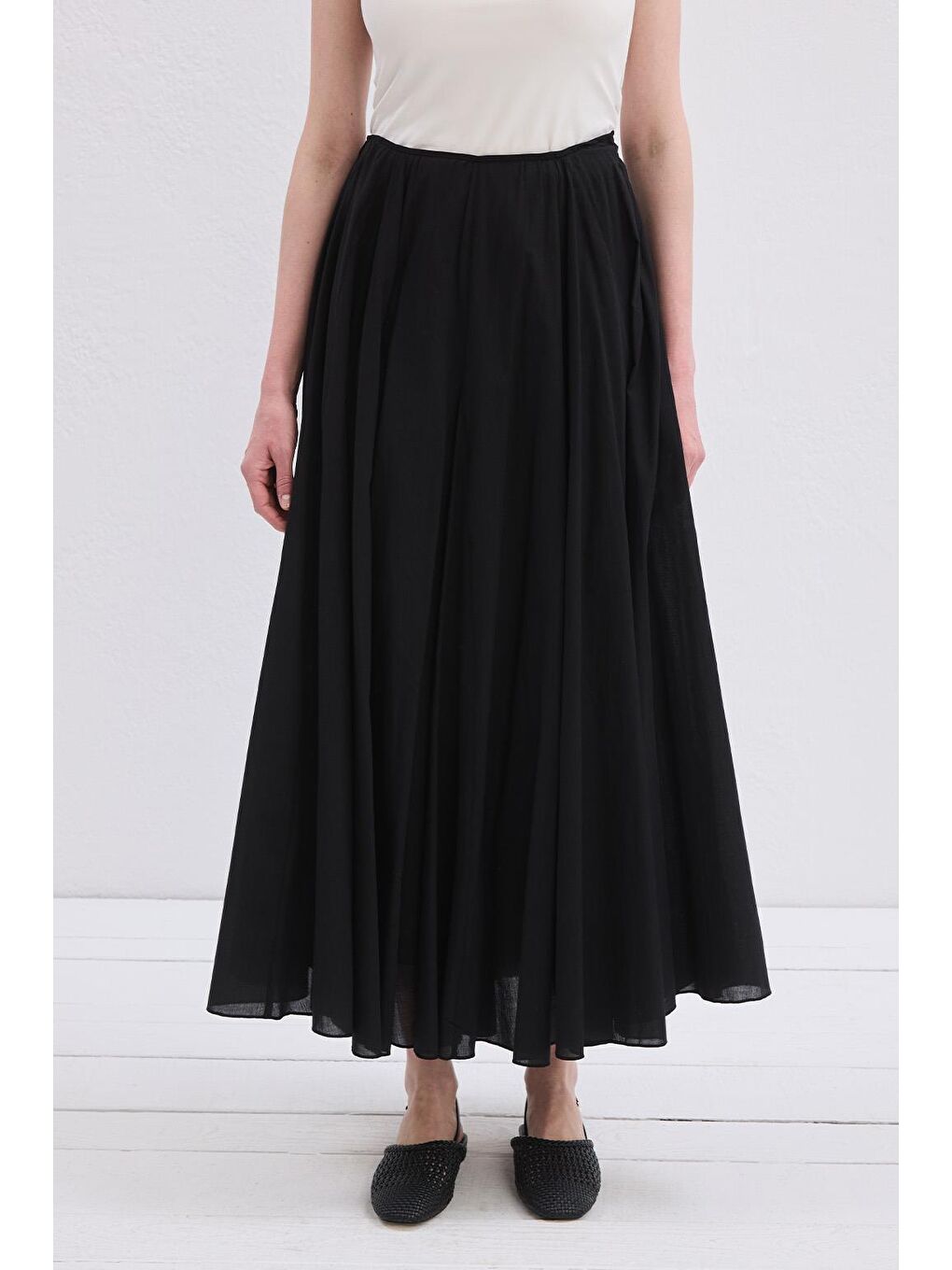 Tali Vual Parçalı Etek Siyah-1