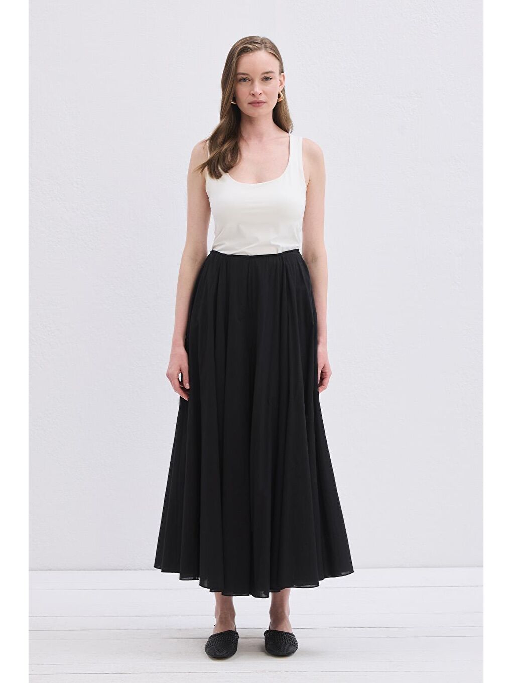 Tali Vual Parçalı Etek Siyah-2