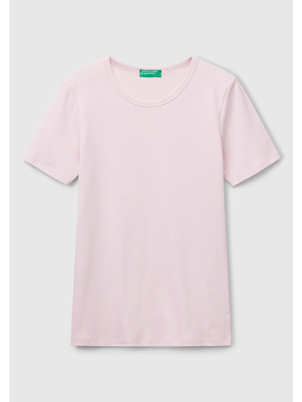Kadın Açık Pembe %100 Pamuk Basic Kısa Kollu Bisiklet Yaka T-Shirt-1