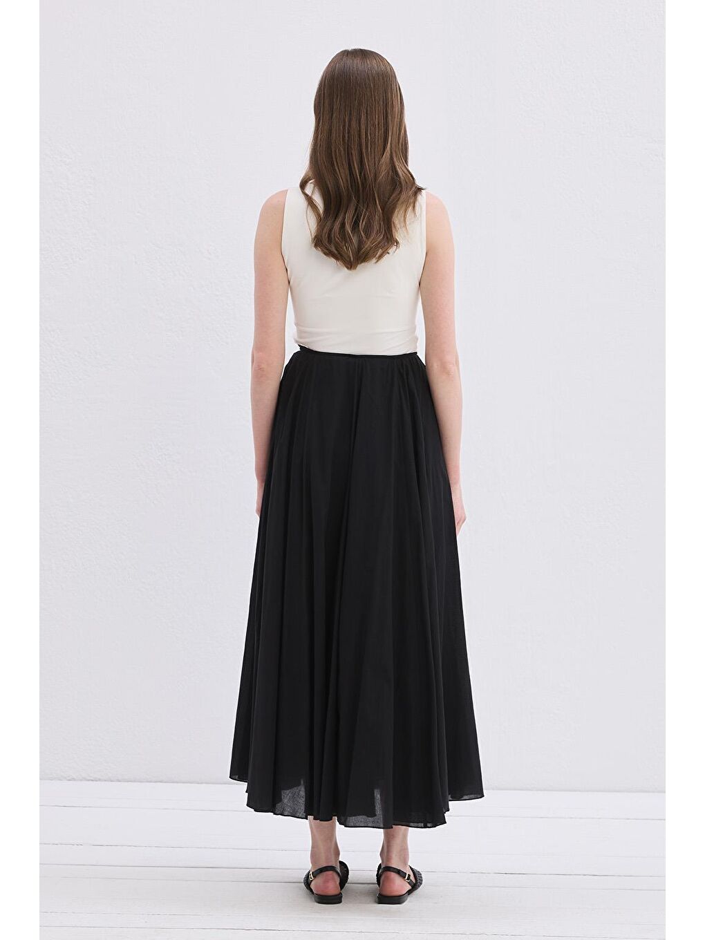Tali Vual Parçalı Etek Siyah-4