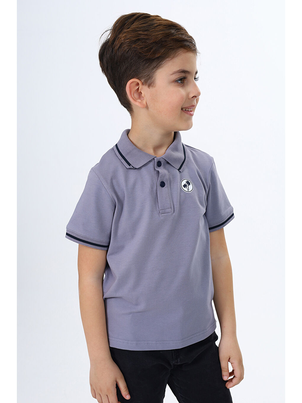 Gri Erkek Çocuk Baskılı Tişört-1