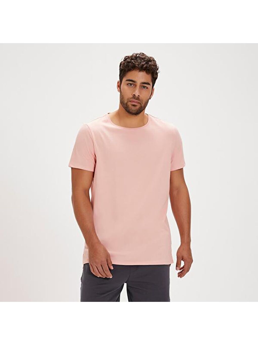 Major Erkek Pembe Yuvarlak Yaka Tişört-4