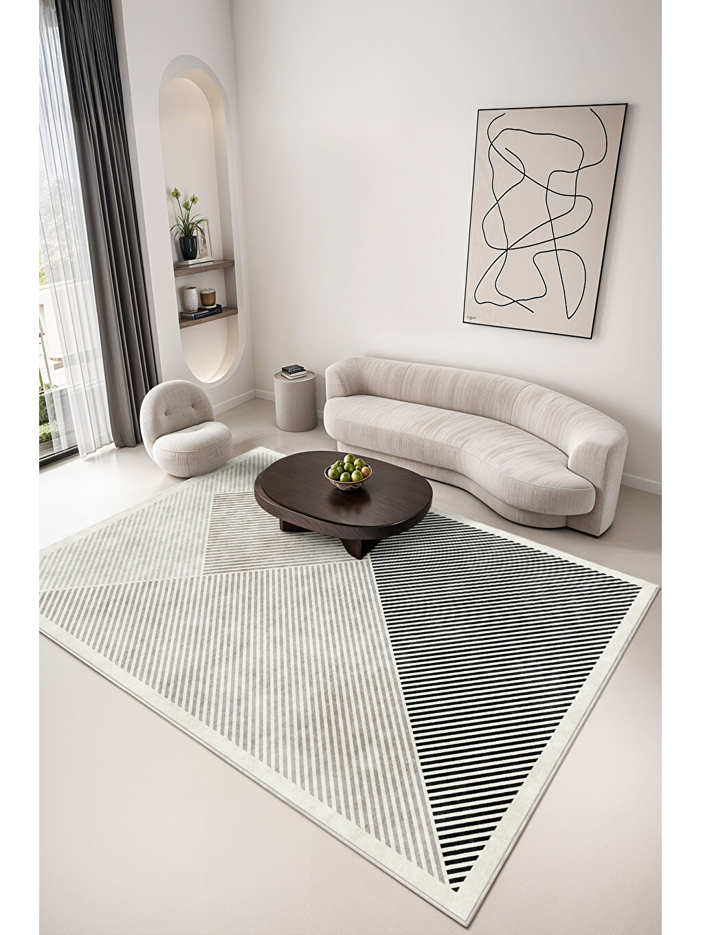 Gri Dekoratif Soft Modern Kaymaz Yıkanabilir Salon Halısı Mutfak Halısı Koridor Halısı Yolluk-2