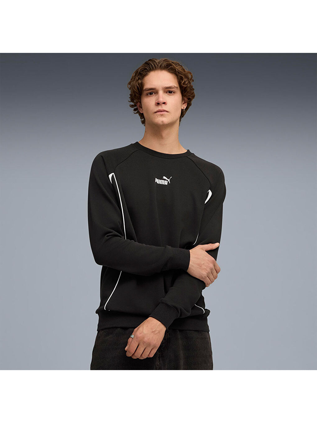 Sport Crew Erkek Siyah Bisiklet Yaka Sweatshirt