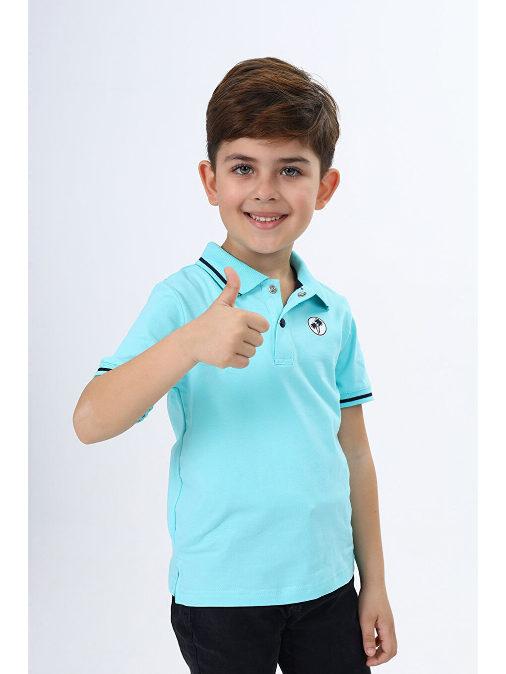 Turkuaz Erkek Çocuk Baskılı Tişört-1