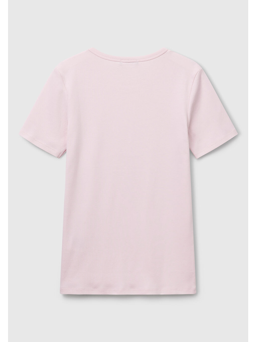 Kadın Açık Pembe %100 Pamuk Basic Kısa Kollu Bisiklet Yaka T-Shirt-3