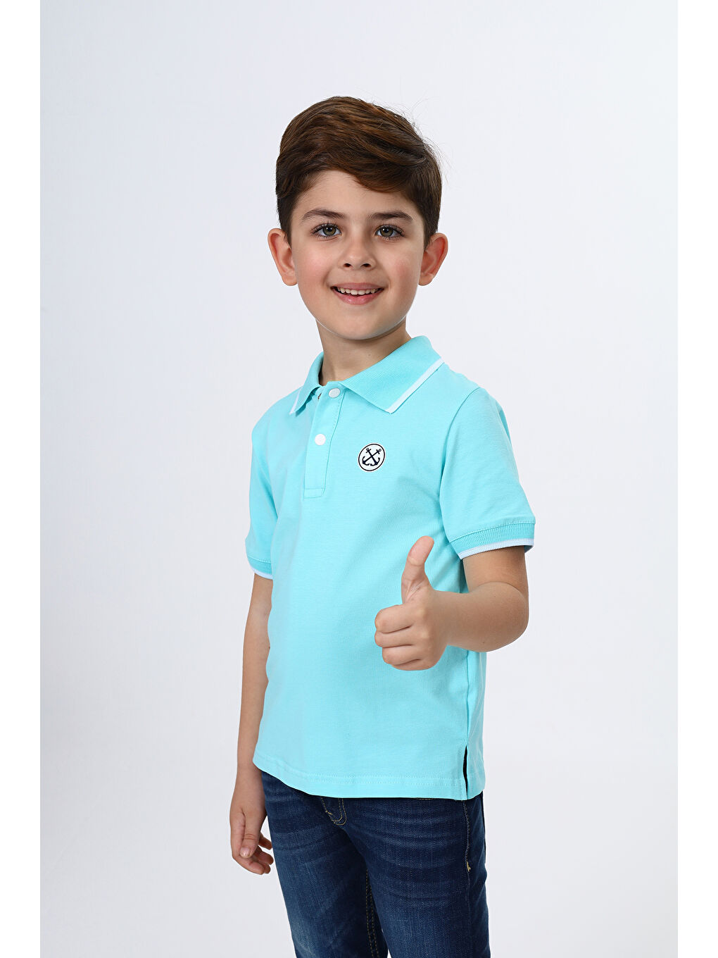 Turkuaz Erkek Çocuk Baskılı Tişört-1