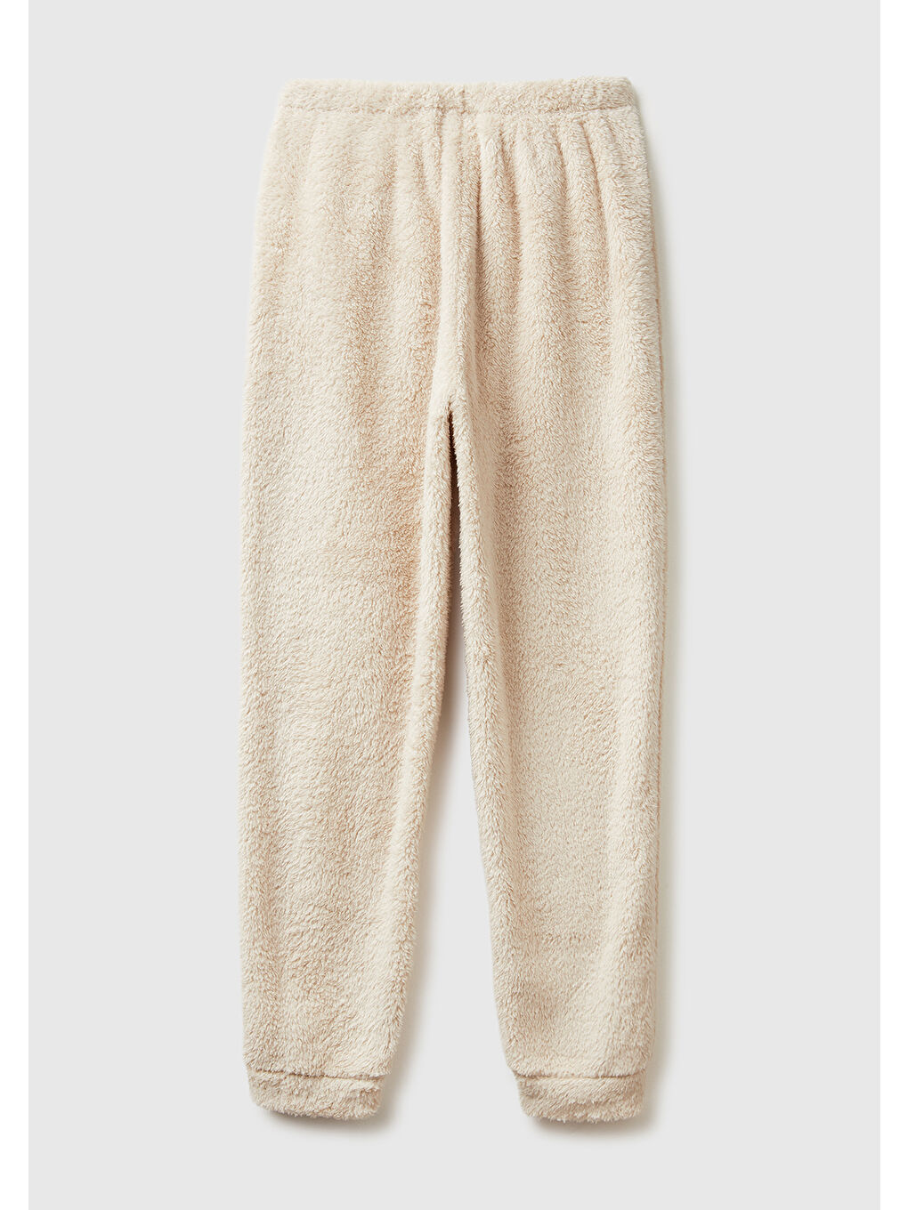 Ekru Kadın Krem Polar Desenli Jogger Pijama Altı-1