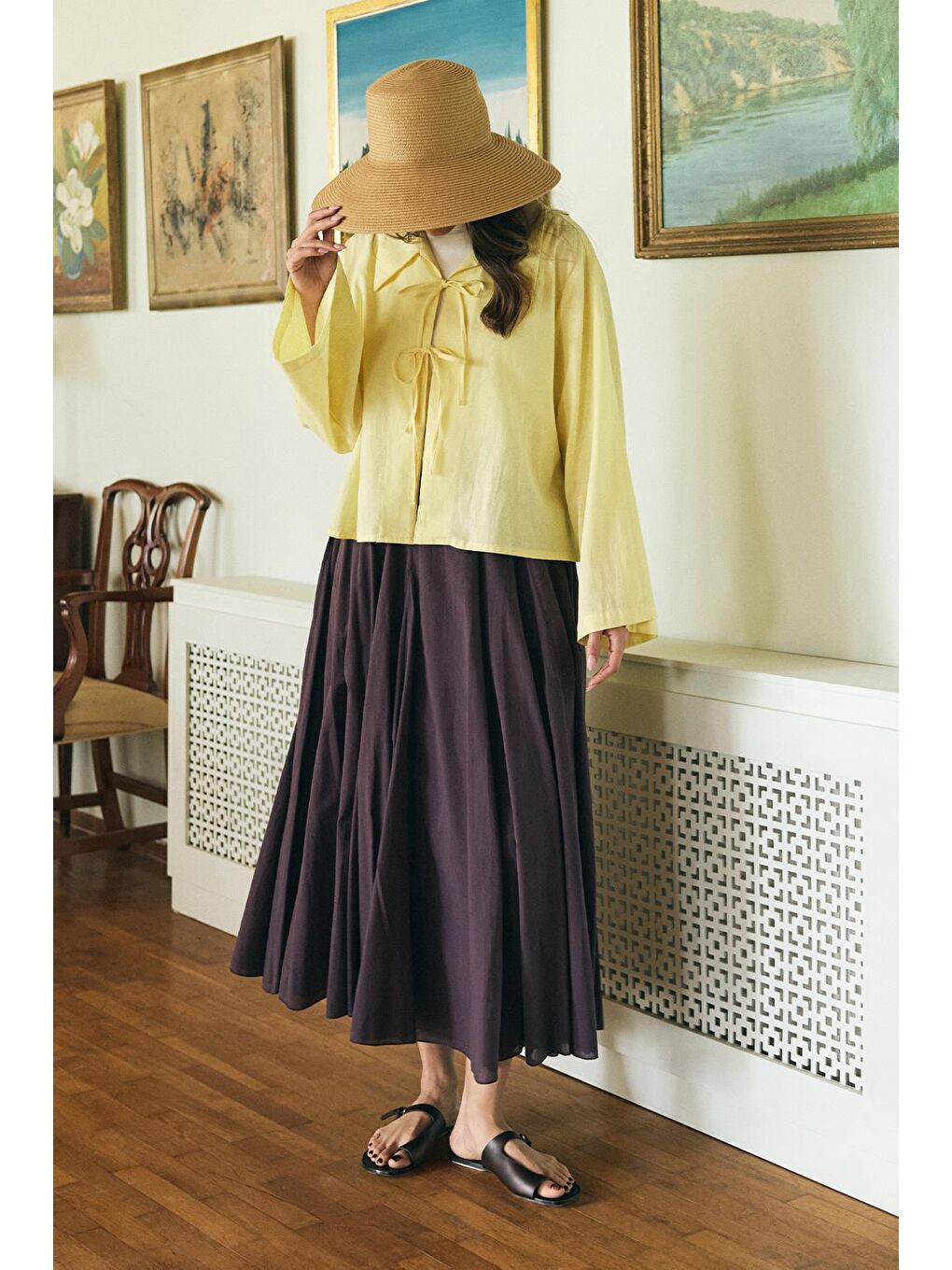 Tali Vual Parçalı Etek Mürdüm-1