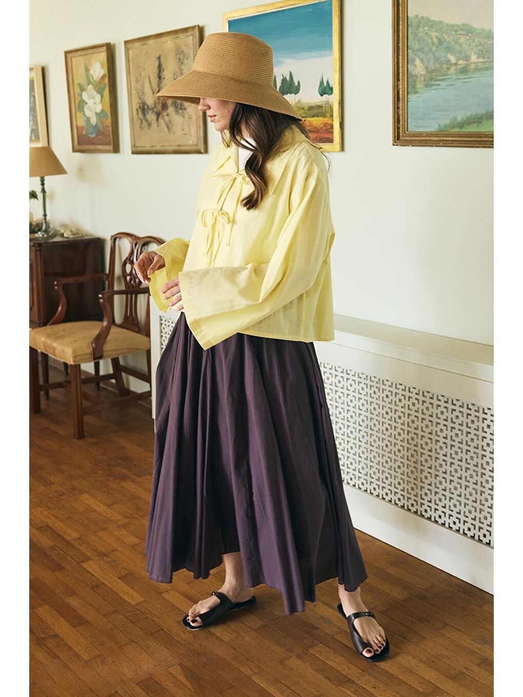 Tali Vual Parçalı Etek Mürdüm-2