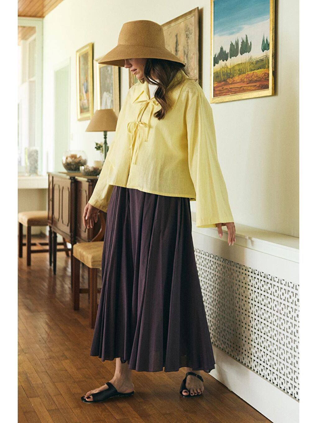 Tali Vual Parçalı Etek Mürdüm-3