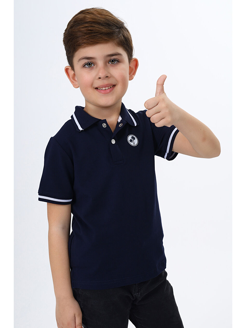 Lacivert Erkek Çocuk Baskılı Tişört-1