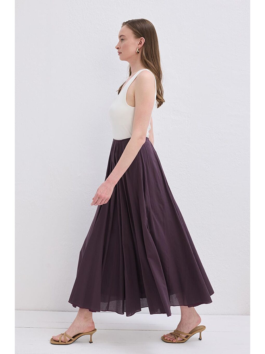 Tali Vual Parçalı Etek Mürdüm-8