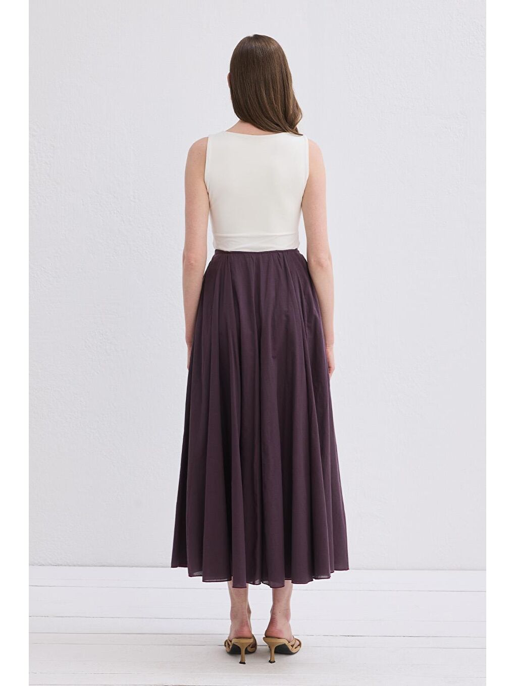 Tali Vual Parçalı Etek Mürdüm-9