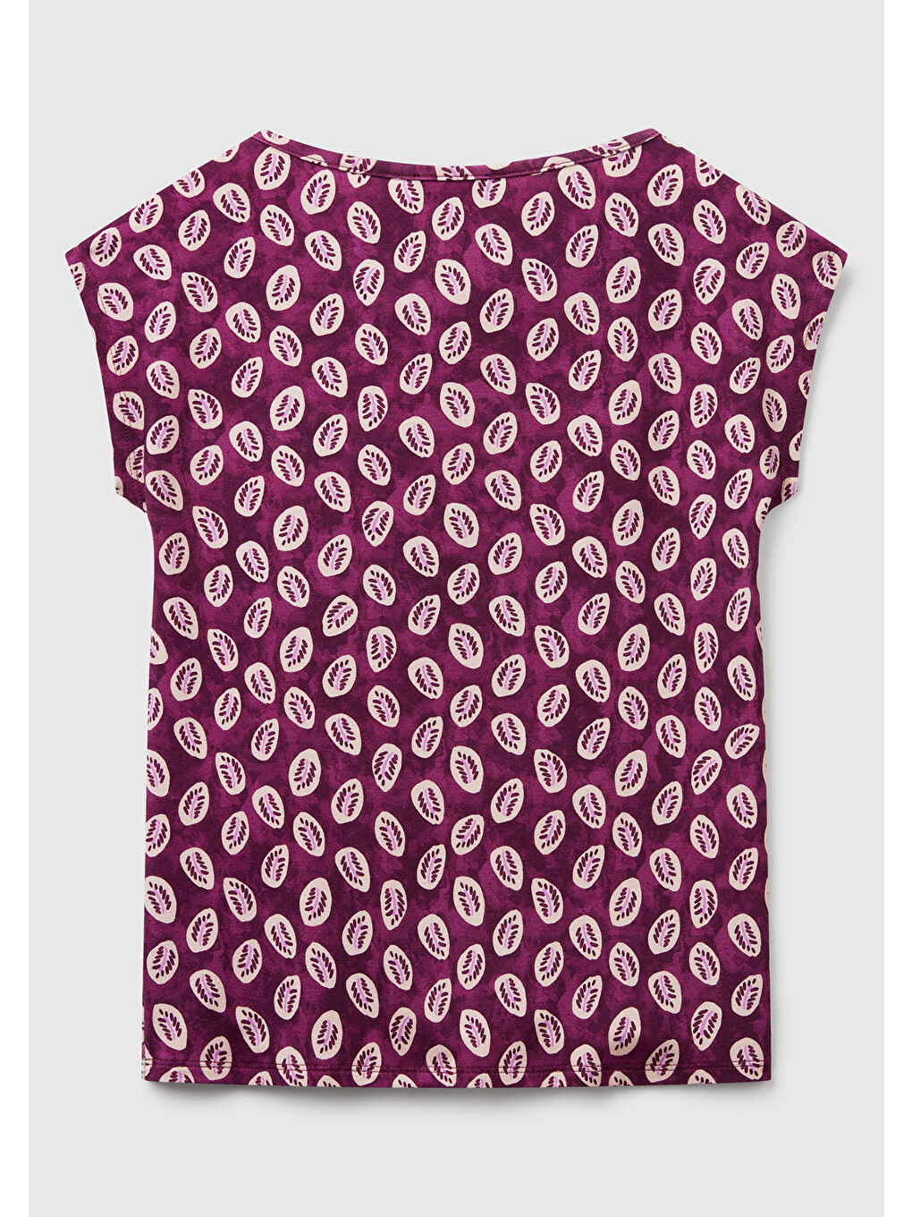 Kadın Mürdüm Desenli Kolsuz T-Shirt-3