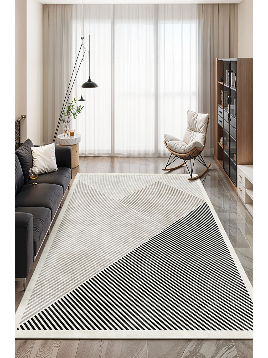 Gri Dekoratif Soft Modern Kaymaz Yıkanabilir Salon Halısı Mutfak Halısı Koridor Halısı Yolluk-3