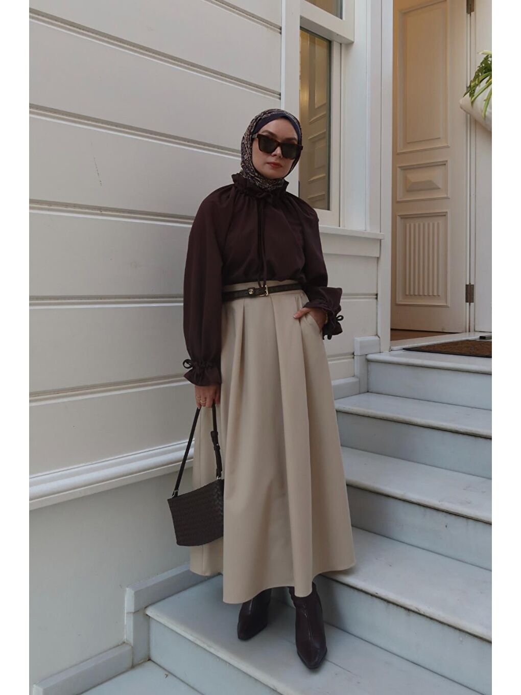 Bej Poli Pilikaşe Etek Taş-1