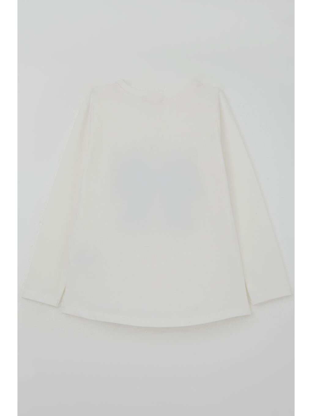 Kız Çocuk Uzun Kollu Tişört Fiyonk Baskılı Taş Aksesuar Detaylı Beyaz (8-12 Yaş)-3