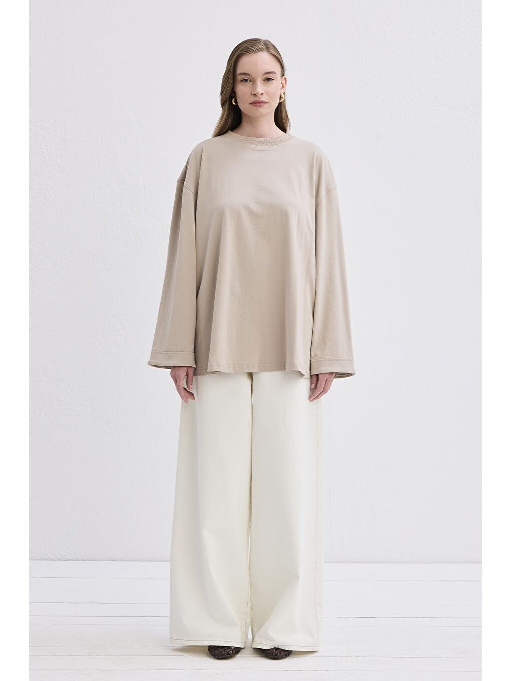 Bej Vanille Pamuk Bluz Taş-1