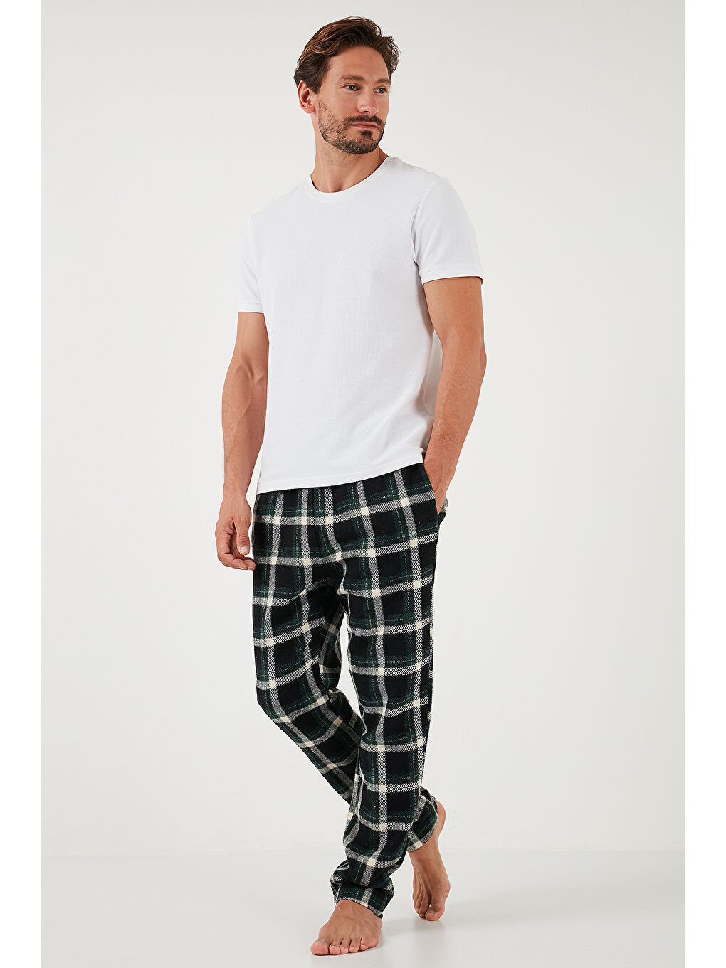 Buratti Siyah-Yeşil Pamuklu Regular Fit Ekoseli Elastil Bel Pijama Altı 611PT00154 - 4