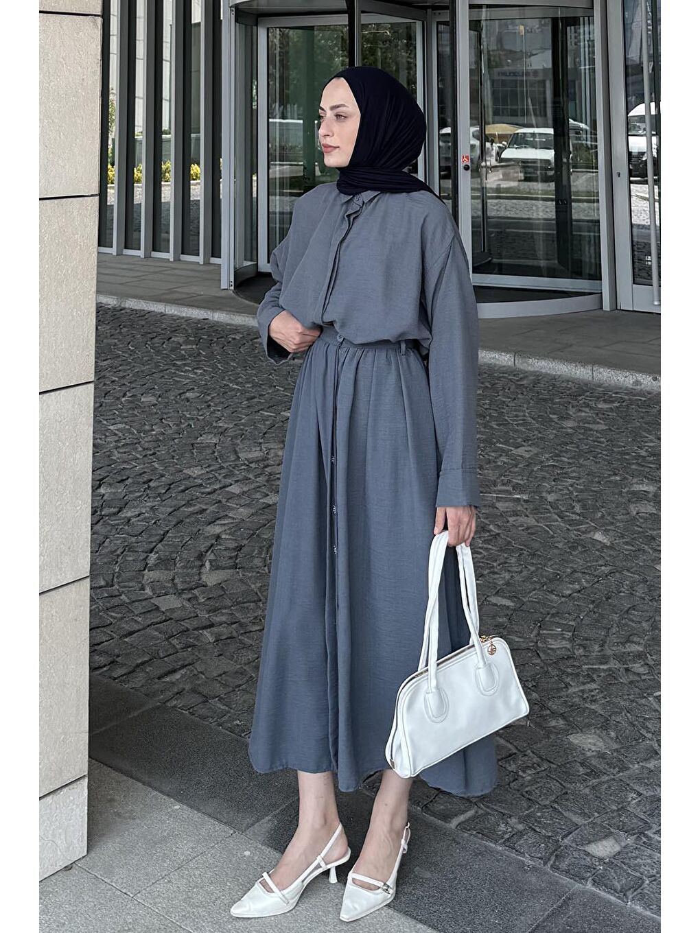 Pera Keten Etekli Takım Gri