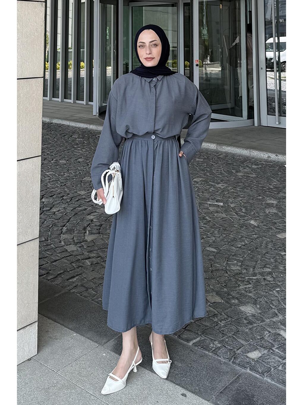 Pera Keten Etekli Takım Gri-1