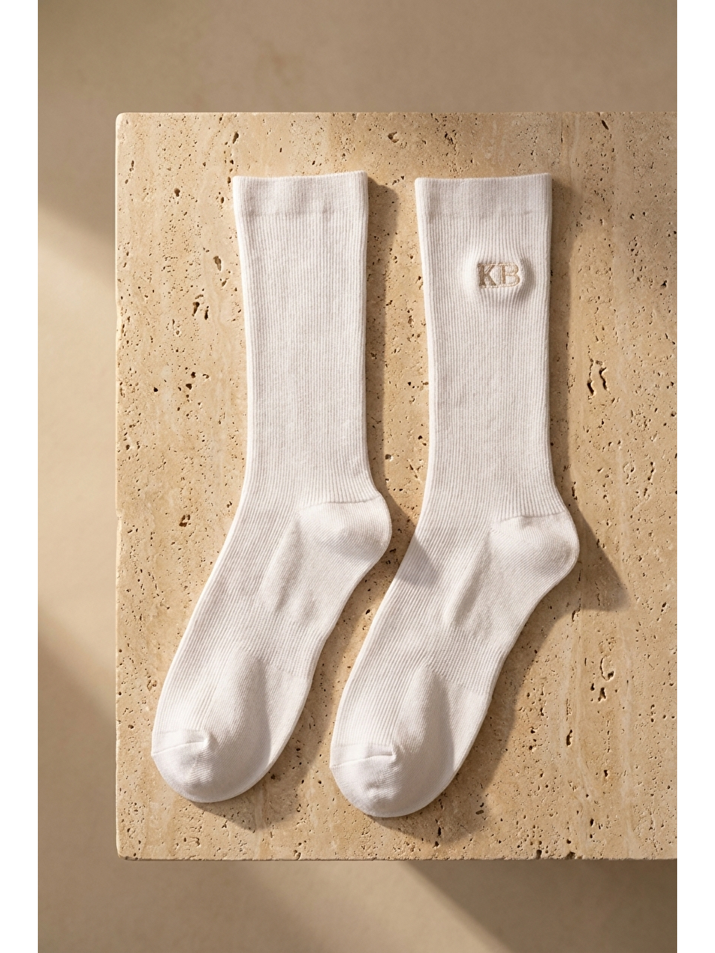 Unisex K&b Nakışlı Soket Çorap Beyaz