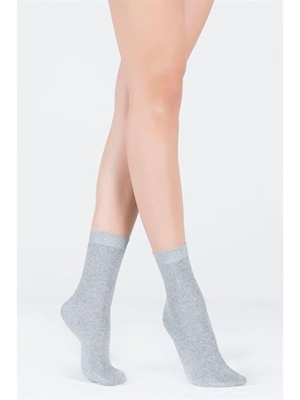 Kadın Simli Soket Çorap Gri Melanj
