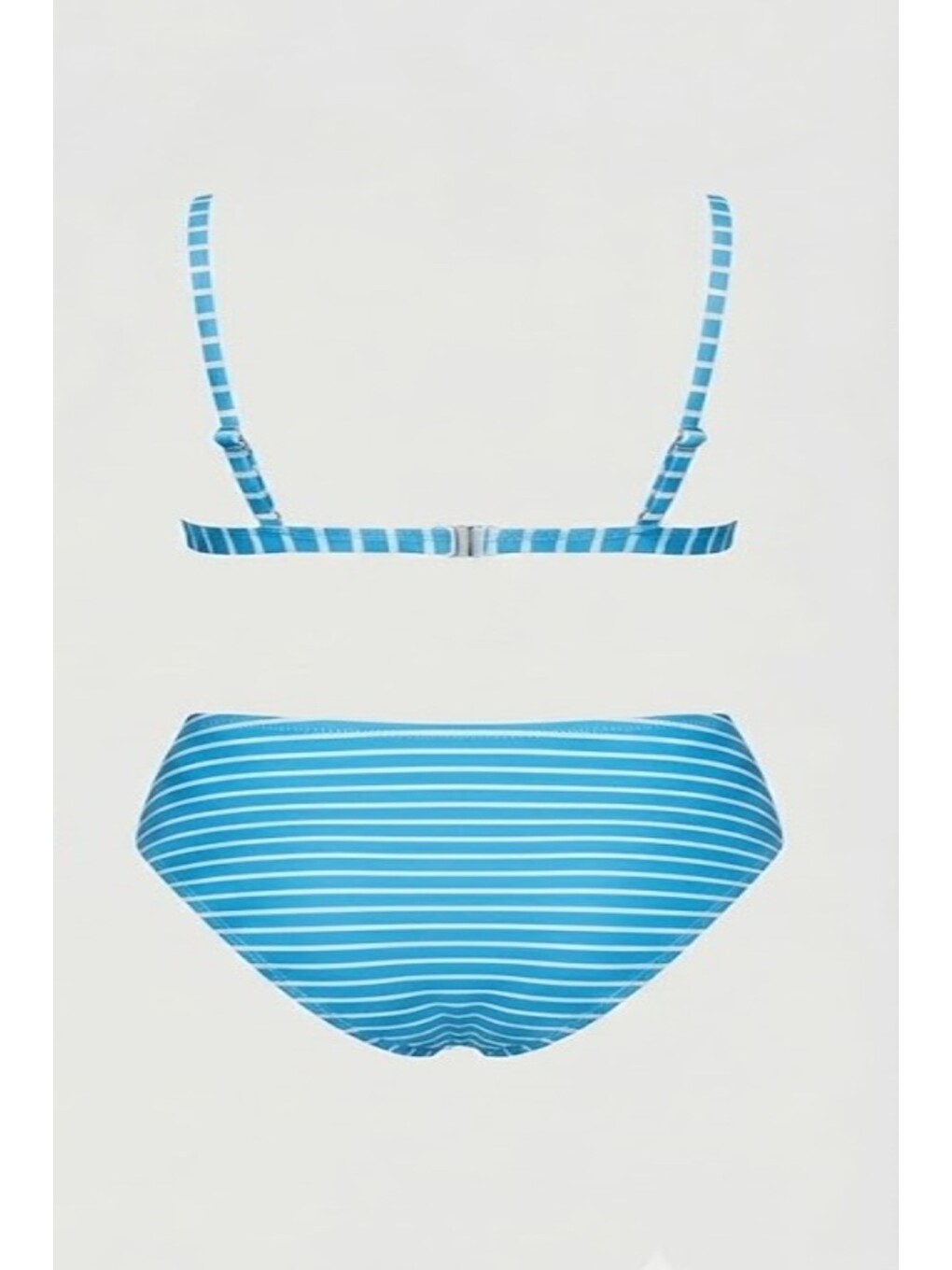 Yüksek Bel Üçgen Bikini Takım 3228 Turkuaz/beyaz-1