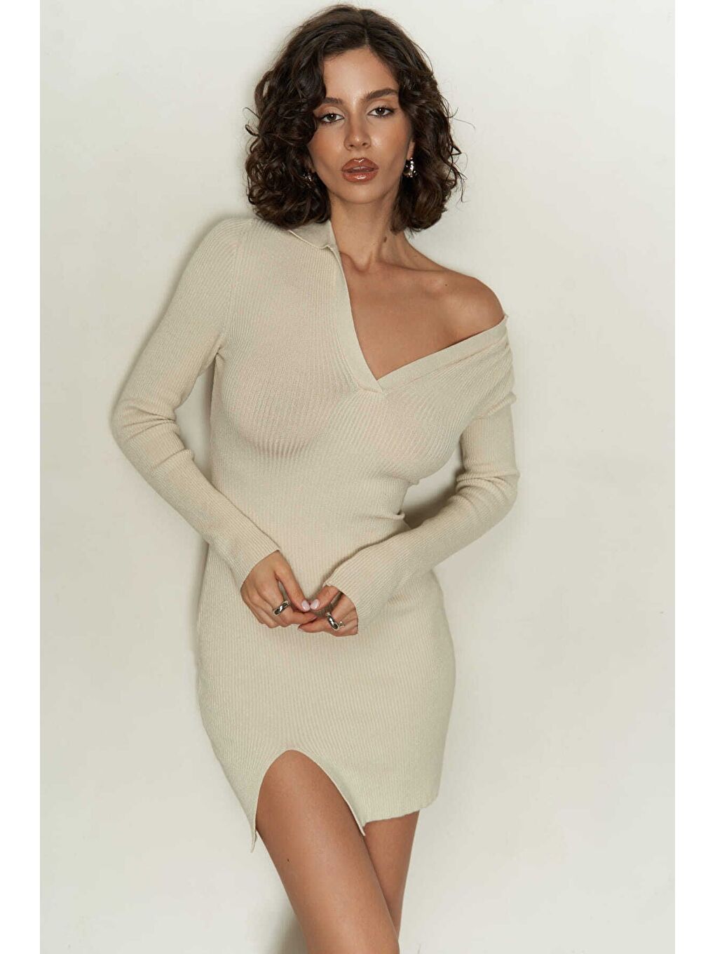 Jesse Bej Triko Elbise-3