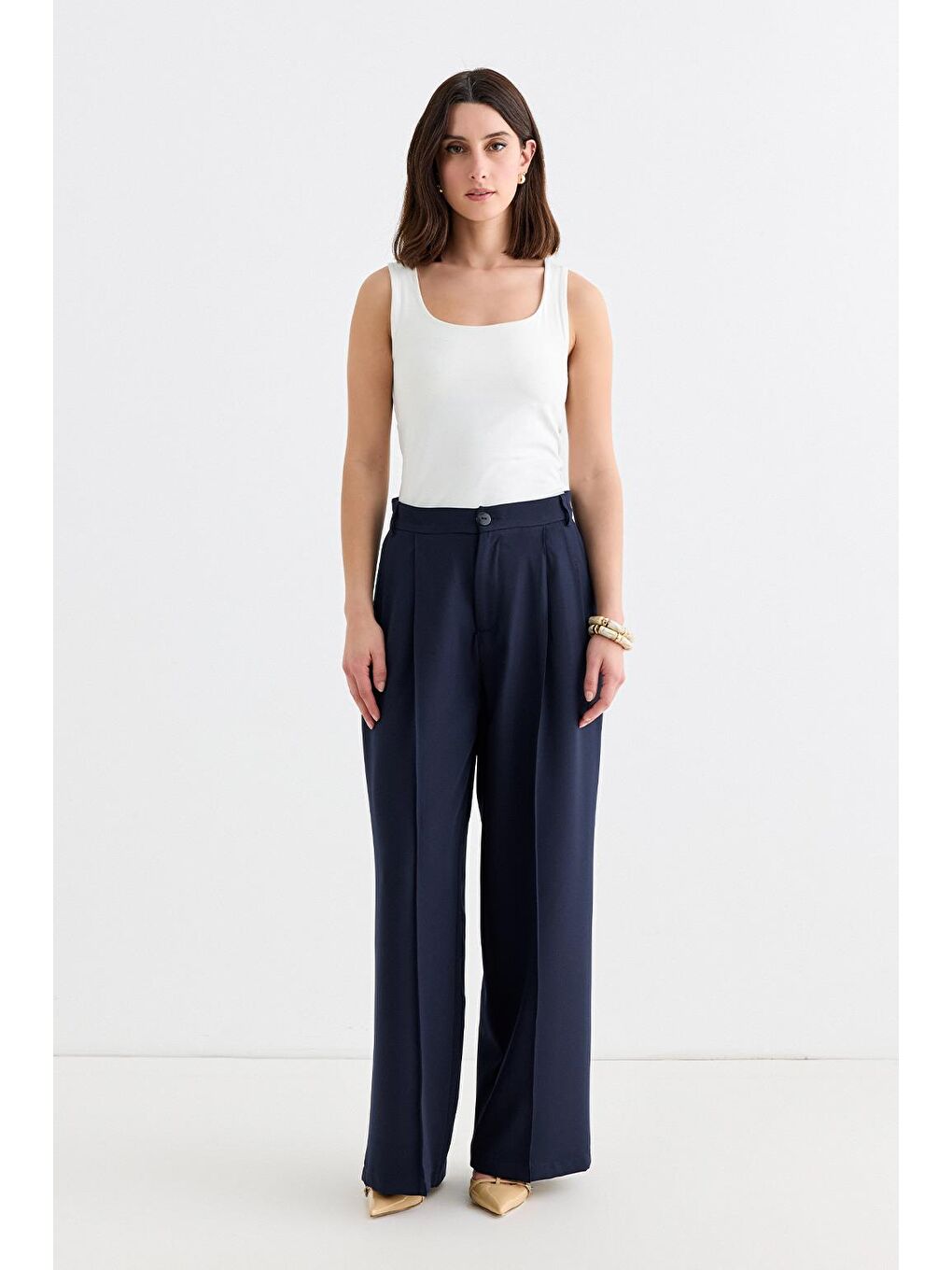 Palazzo Geniş Paça Pantolon Lacivert