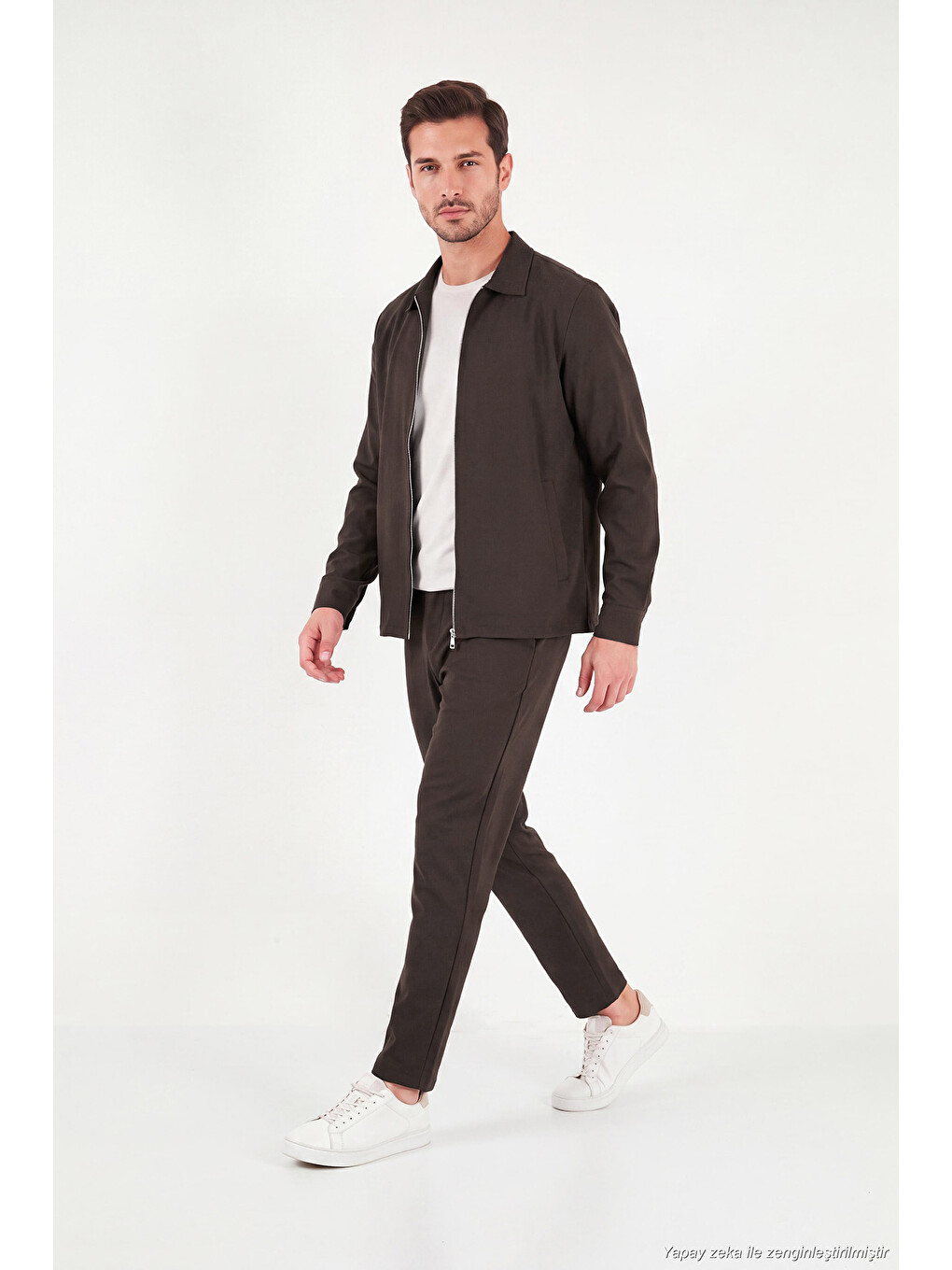 Kahverengi Regular Fit Belden Bağlamalı Düz Paça Pantolon Cf26w6111111-1