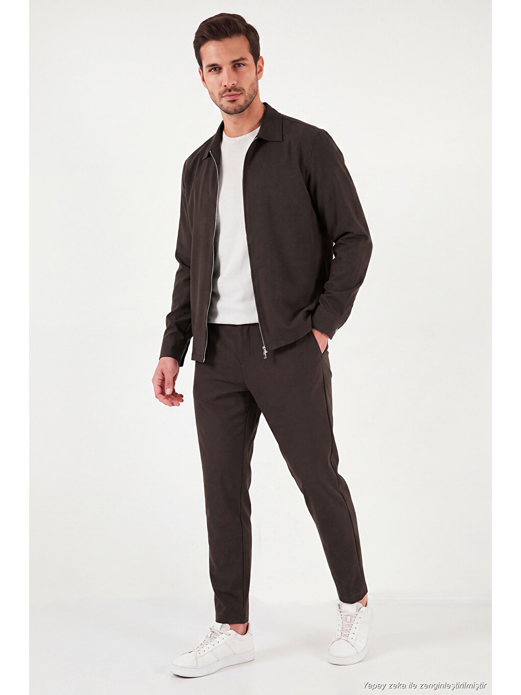Kahverengi Regular Fit Belden Bağlamalı Düz Paça Pantolon Cf26w6111111-2