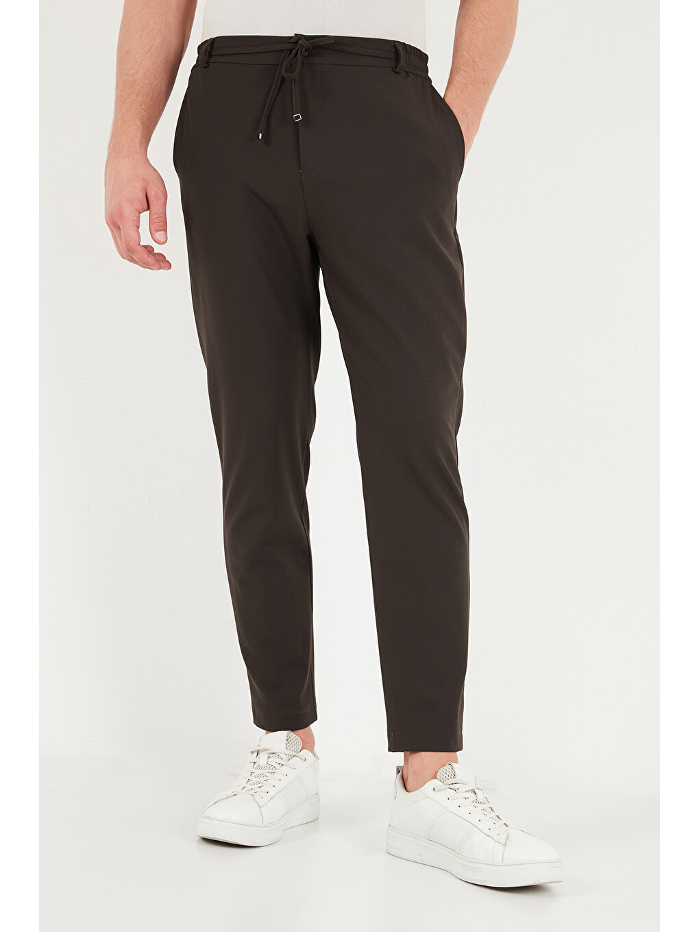 Kahverengi Regular Fit Belden Bağlamalı Düz Paça Pantolon Cf26w6111111-3