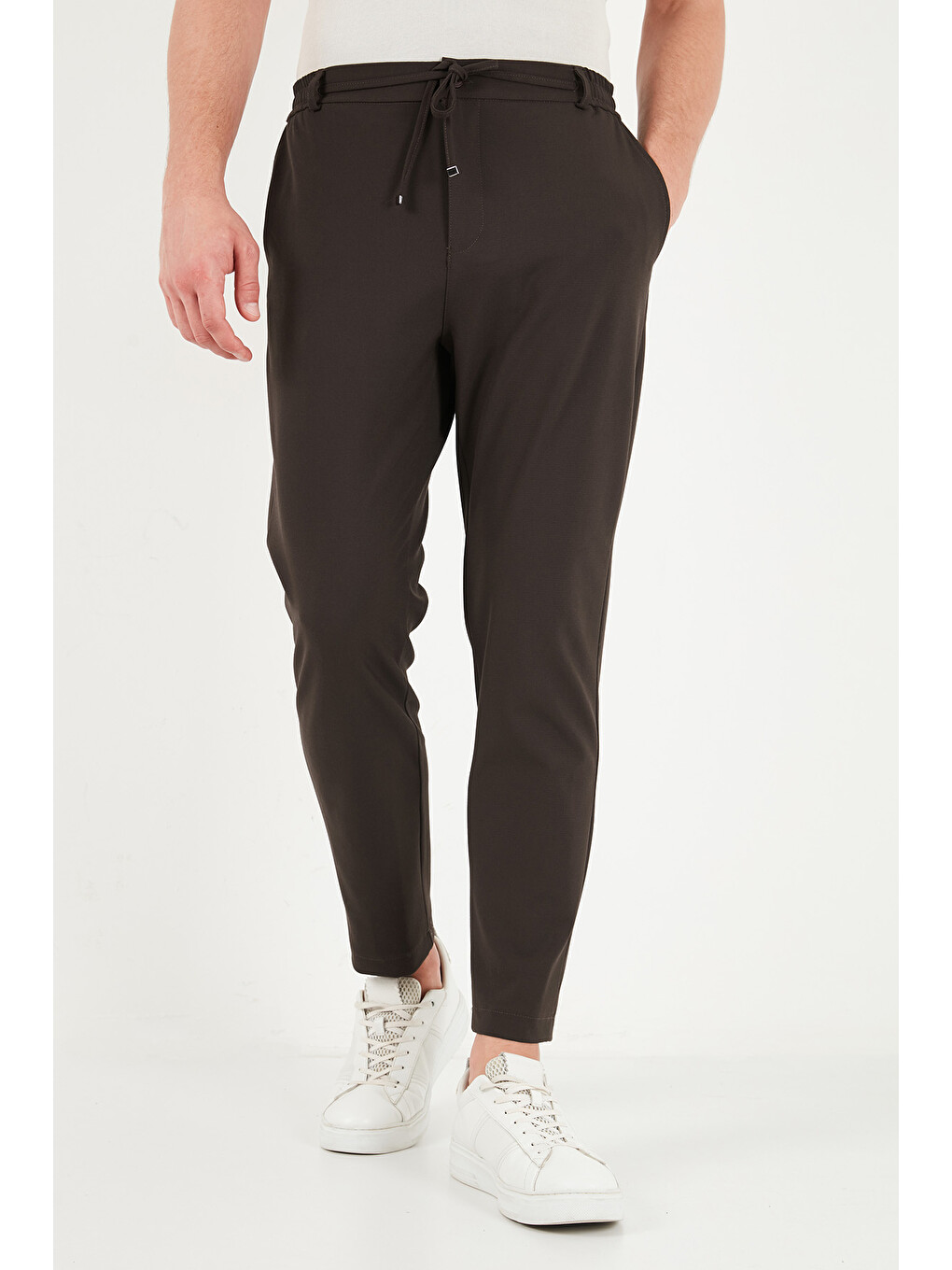 Kahverengi Regular Fit Belden Bağlamalı Düz Paça Pantolon Cf26w6111111-4