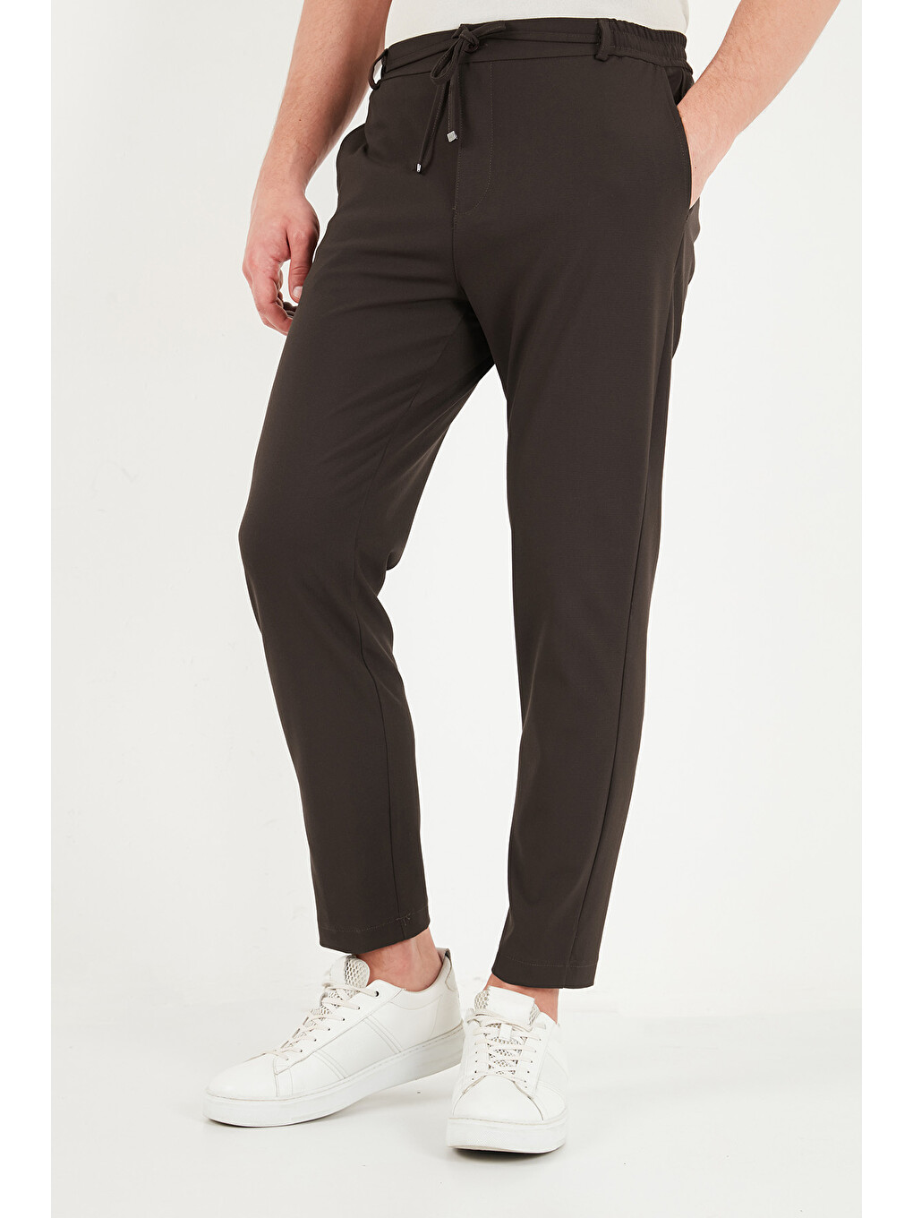 Kahverengi Regular Fit Belden Bağlamalı Düz Paça Pantolon Cf26w6111111-5
